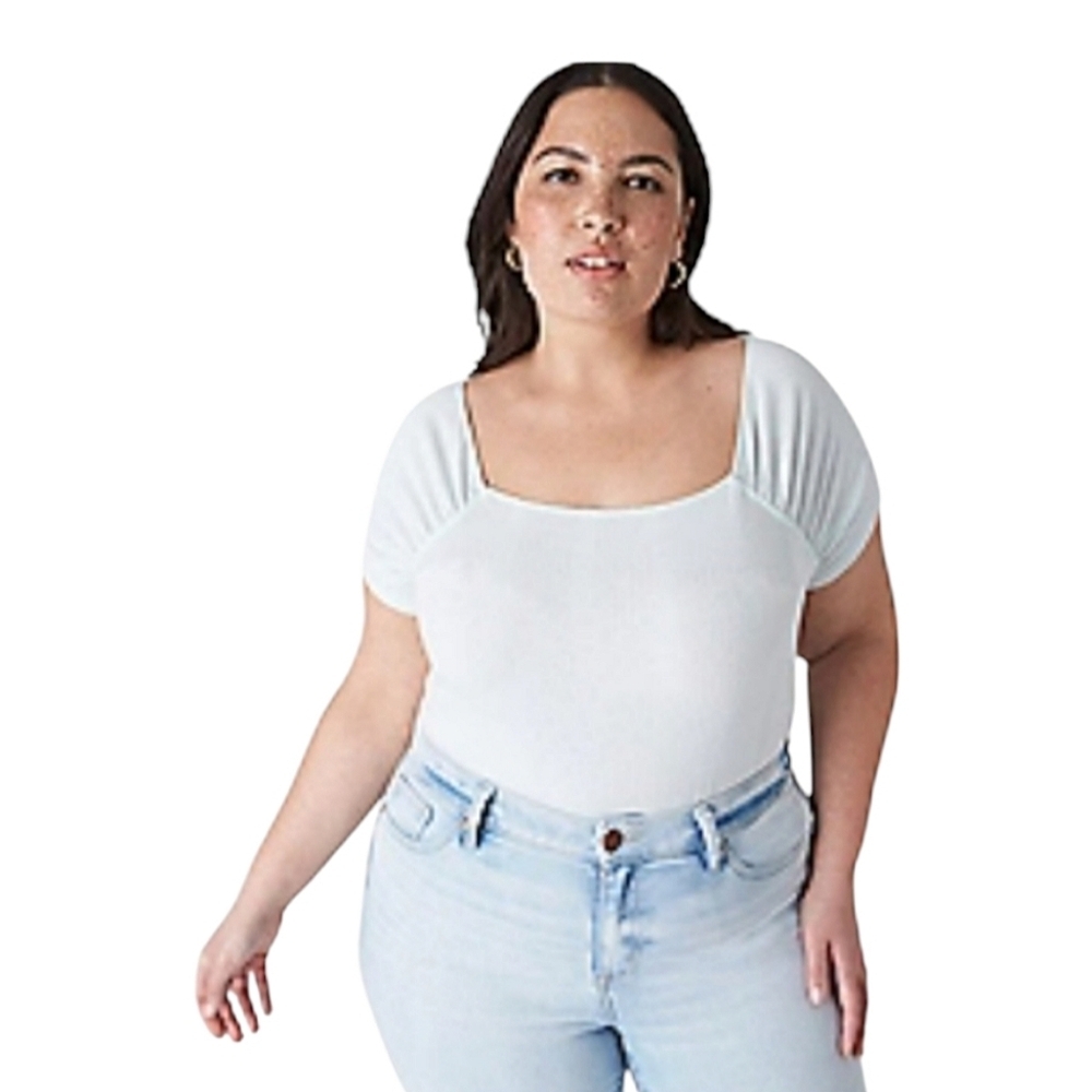 Lane Bryant Blue Short Sleeve Square Neck Tee 22/24